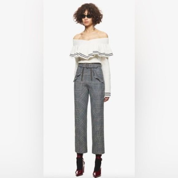 Self-Portrait Lexi Plaid High Rise Pants - Picture 1 of 12